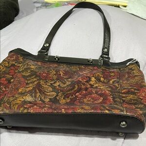 Patricia Nash Red and Gold Floral Shoulder Bag
